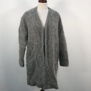 Zara Gray Long Furry Cozy Open Cardigan